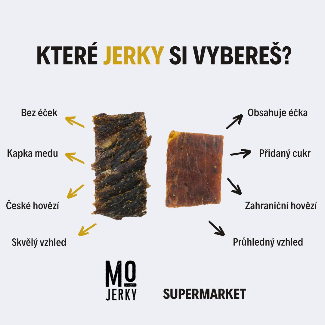 F srovnání jerky a supermarket